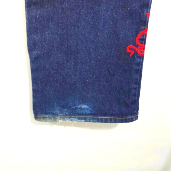 Vintage Express Jeans Y2K 99/00 Red Embroidery 100% Cotton Made in USA 9/10 - Picture 6 of 14